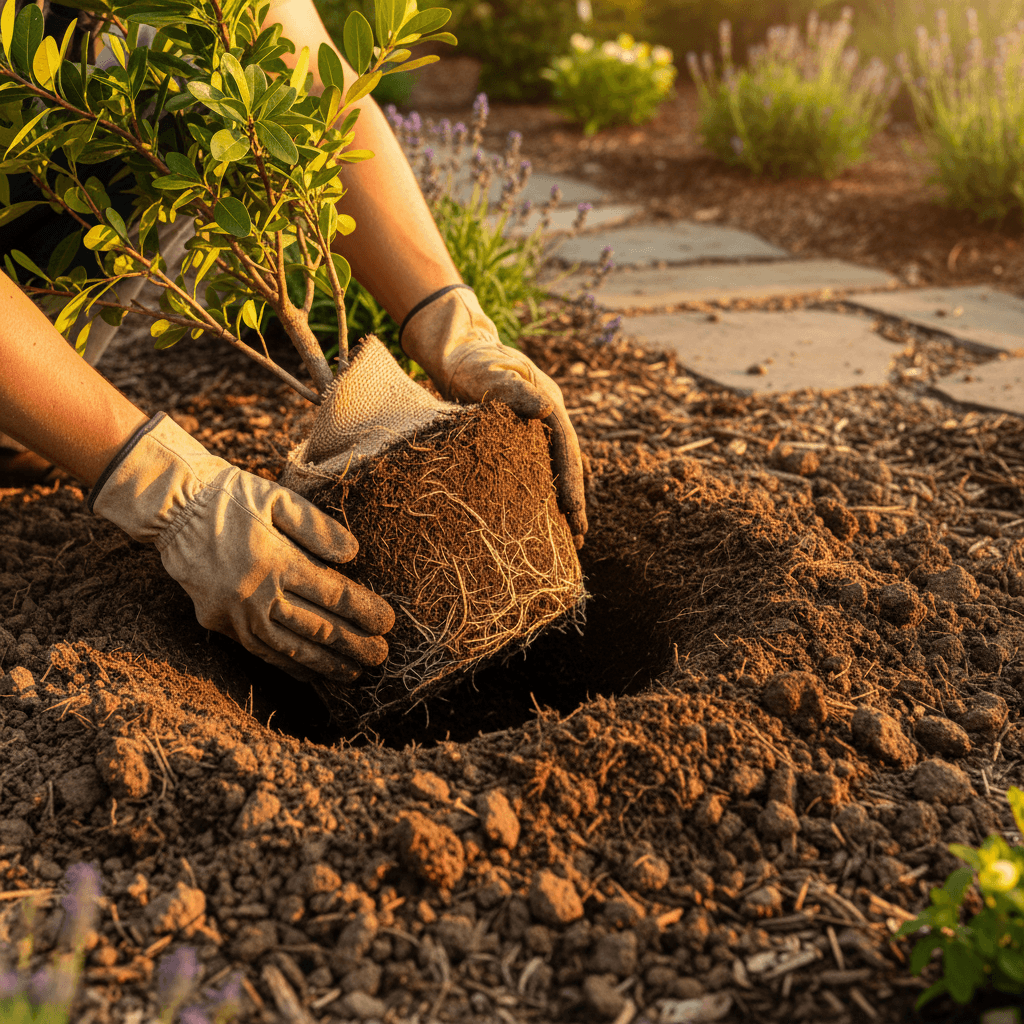 Close-up of weed removal showing roots being extracted from lawn soil